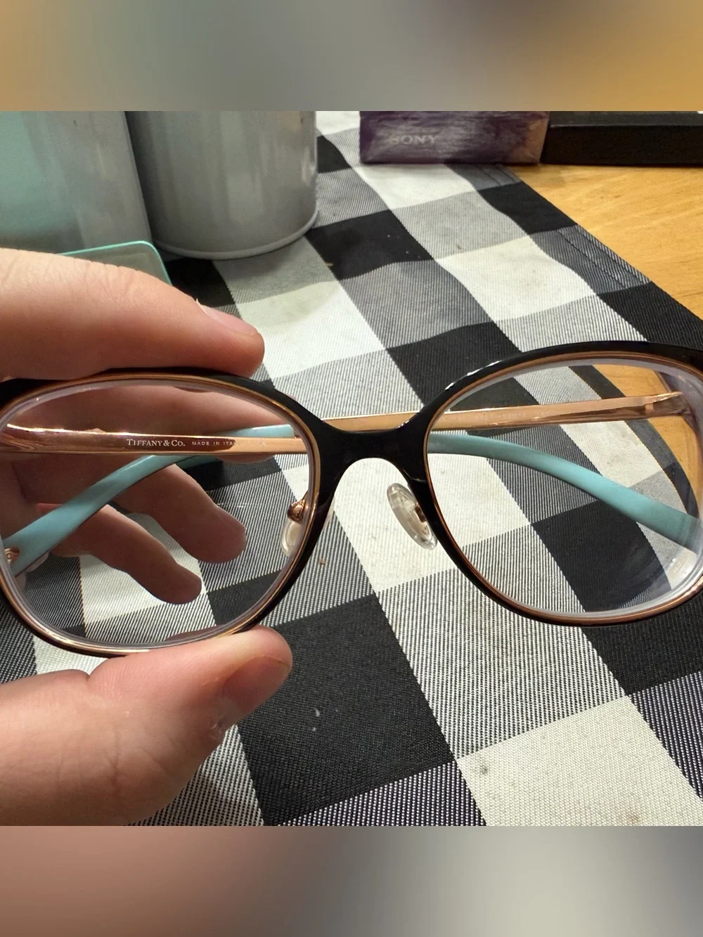 Tiffany & Co. Black Frames with Tiffany Blue Temples and Case